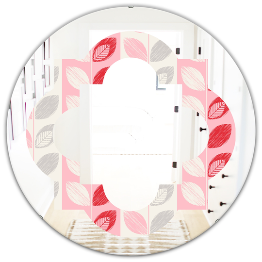 Designart 24-in x 24-in Botanical Retro Design I Modern Round Wall Mirror - Pink