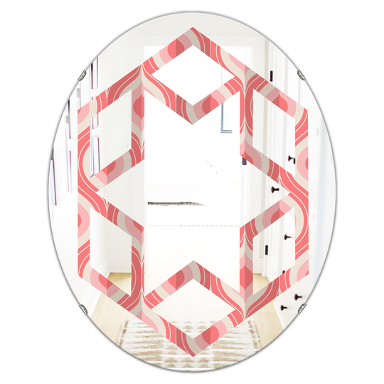 Designart 31.5-in Retro Drop Design I Modern Oval Wall Mirror in Pink