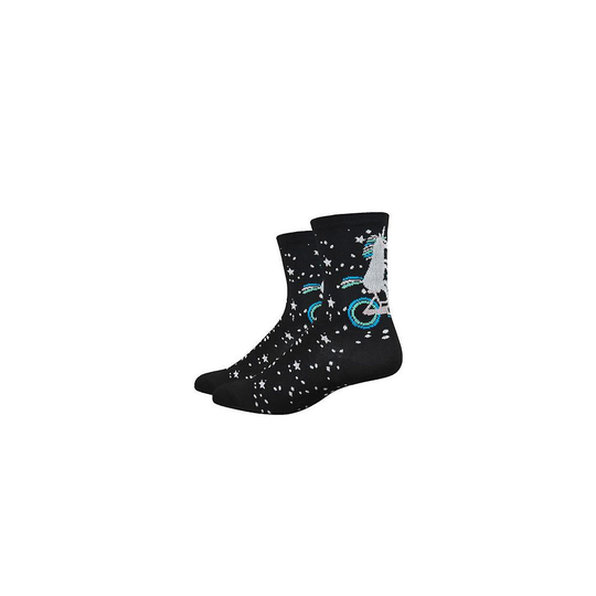 Defeet Aireator Womens 4" Unicorn Socks - L} - Black-White