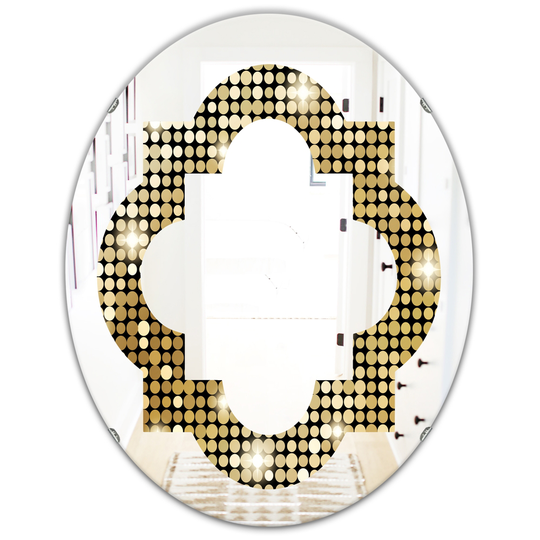 Designart 31.5-in x 23.7-in Abstract Gold/Mosaic Modern Oval Wall Mirror