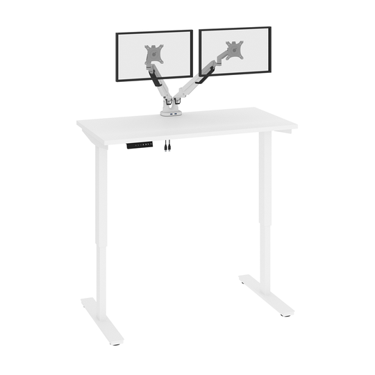Bestar Viva 48-in Electric Standing Desk with Monitor Arms - White