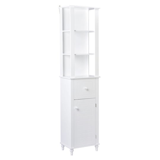A&E Bath & Shower Axil II MDF Freestanding Linen Cabinet - 46-in W x 72-in H x 12-in D - White