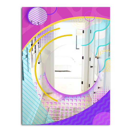 Designart Spacy Dimensions 8 Rectangular 35.4-in L x 23.6-in W Polished Mid-Century Pink Wall Mounted Mirror