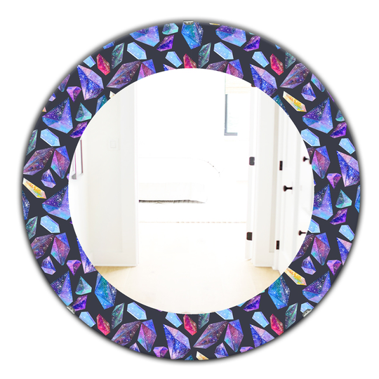 Designart 24-in x 24-in Purple Pattern with Watercolour Crystals and Star Sky Modern Mirror