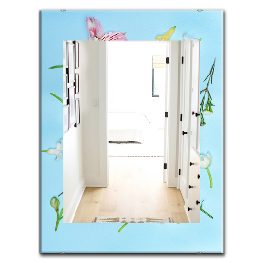 Designart Canada 35.4-in L x 23.6-in W Rectangle Blooming Rose Polished Wall Mirror