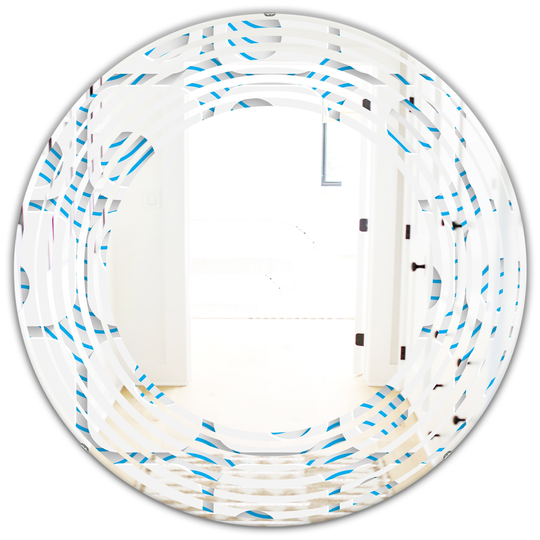 Designart Round 24-in 3D Blue and White Pattern III Polished Wall Mirror