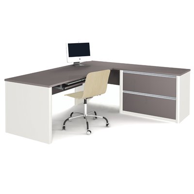Bestar 938 Connexion L-Shaped Workstation with Oversized Ped