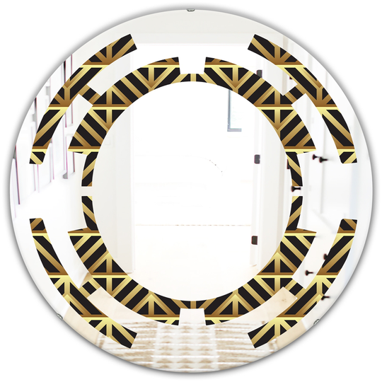Designart 24-in Golden Luxury Metallic Geometrics XIV Modern Round Wall Mirror
