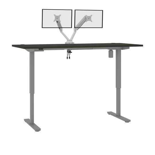 Bestar Upstand 72-in Standing Desk with Dual monitor arm - Deep Grey
