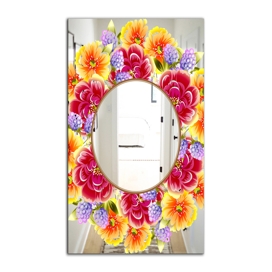 Designart Garland Sweet 2 Rectangular 35.4-in L x 23.6-in W Polished Farmhouse Red Wall Mounted Mirror