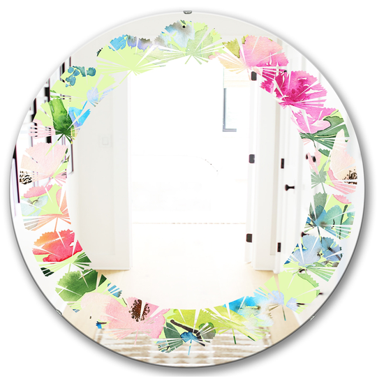 Designart Canada Round 24-in W x 24-in L Floral Botanical Retro Polished Wall Mirror