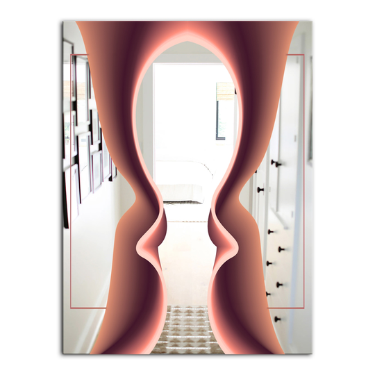 Designart Nebulous Waves 5 Rectangular 35.4-in L x 23.6-in W Polished Mid-Century Pink Wall Mounted Mirror