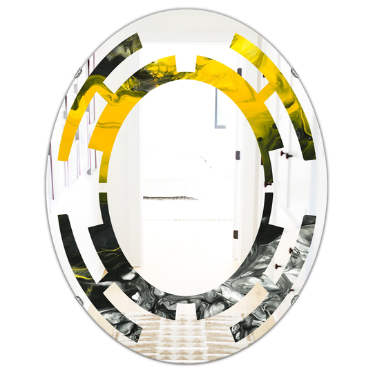 Designart Canada Oval 23.7-in W x 31.5-in L Yellow Marble Modern Polished Wall Mirror