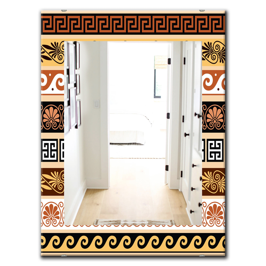 Designart Canada 35.4-in L x 23.6-in W Rectangle Brown Ancient Patterns Polished Wall Mirror