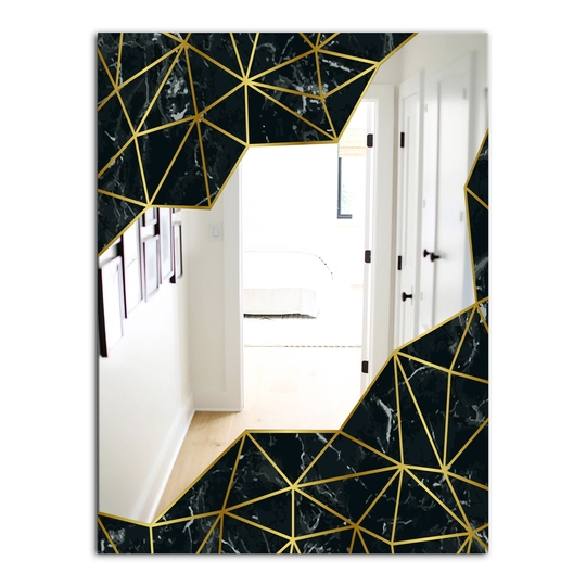 Designart Capital Gold Sleek 11 Rectangular 35.4-in L x 23.6-in W Polished Glam Wall Mounted Mirror