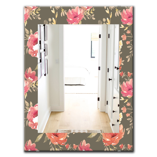 Designart Canada Rectangle 23.6-in W x 35.4-in L Pink Blossom Polished Wall Mirror