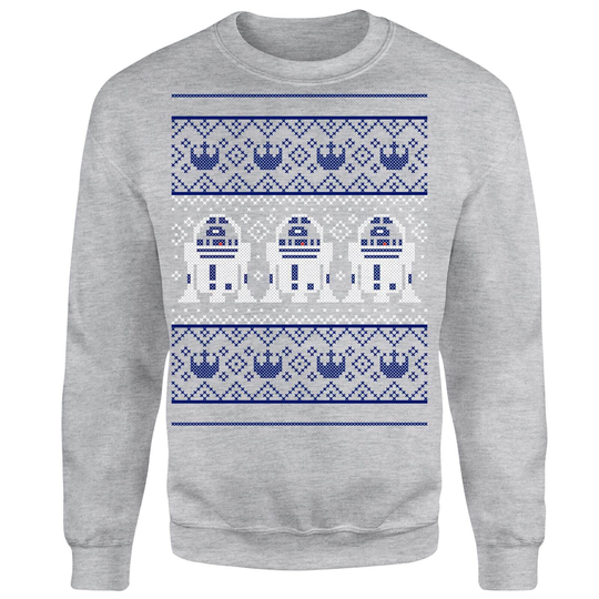 Star Wars R2D2 Christmas Knit Grey Christmas Jumper - S
