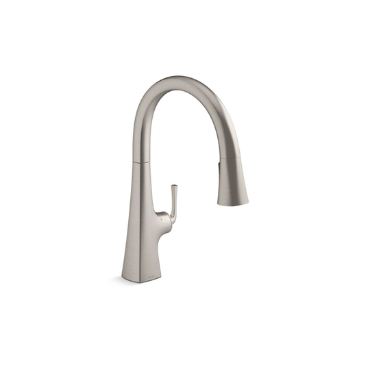 KOHLER Graze Vibrant Stainless Kitchen Sink Faucet with Konnect™ and Voice-Activated Technology