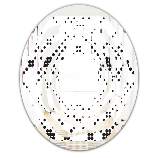 Designart 31.5-in L x 23.7-in W Oval White Retro Geometrical Abstract Minimal Pattern IX Polished Wall Mirror