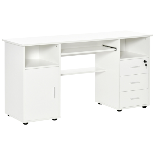 HomCom 57-in White Modern/Contemporary Computer Desk