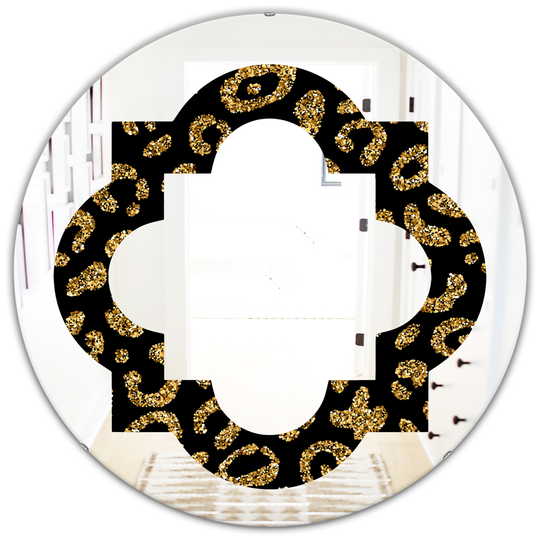Designart 24-in x 24-in Golden Leopard Fur Modern Round Wall Mirror