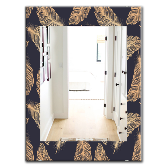 Designart 35.4-in x 23.6-in Black Feathers Bohemian and Eclectic Mirror