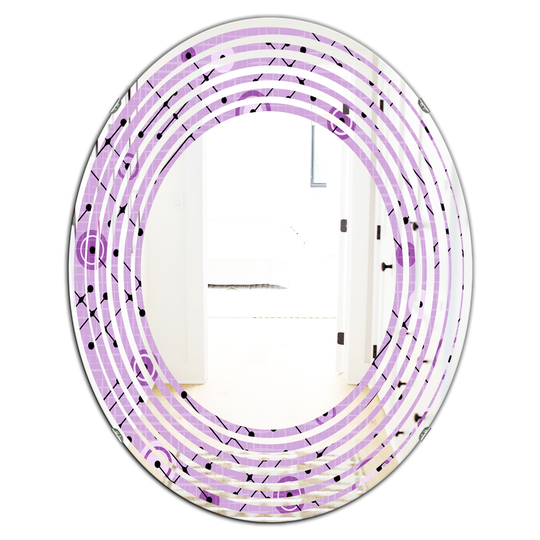 Designart 31.5-in L x 23.7-in W Oval Purple 1950 Retro Pattern III Modern Polished Wall Mirror