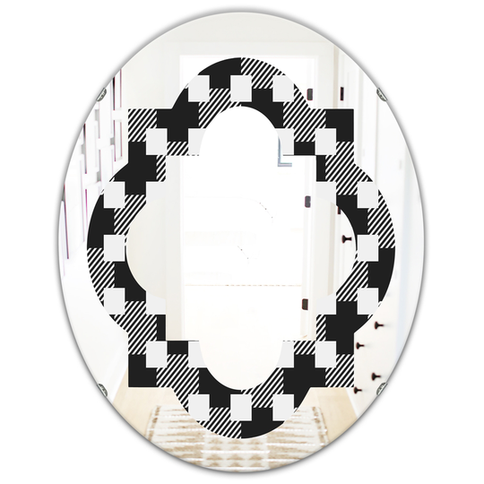 Designart 31.5-in x 23.7-in Geometric Monochrome Pattern II Modern Oval Mirror in Black