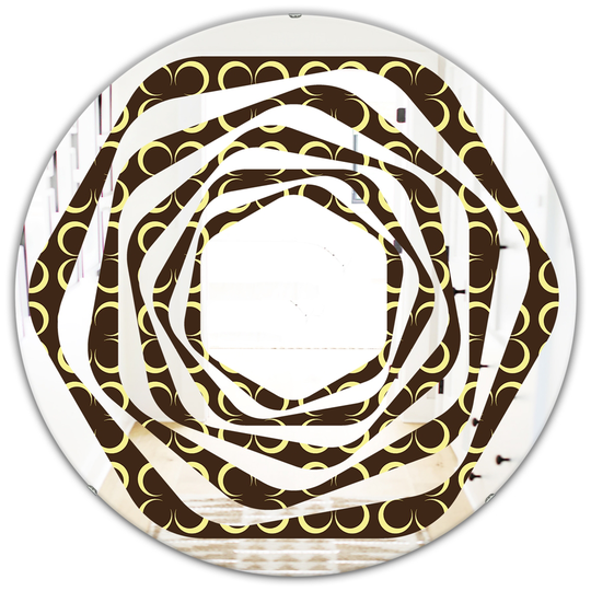 Designart Round 24-in Brown Floral Retro Pattern II Polished Wall Mirror