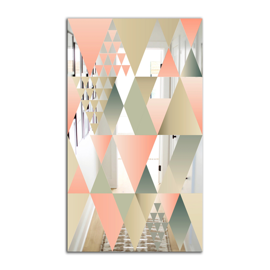 Designart Tropical Mood Pink 1 Rectangular 35.4-in L x 23.6-in W Polished Mid-Century Wall Mounted Mirror