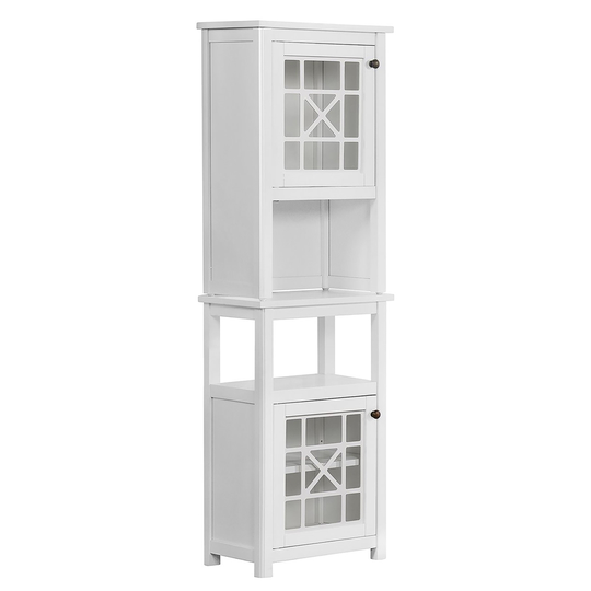 Alaterre Derby 17-in W x 29-in H x 12-in D White Pine Freestanding Linen Cabinet with Hutch