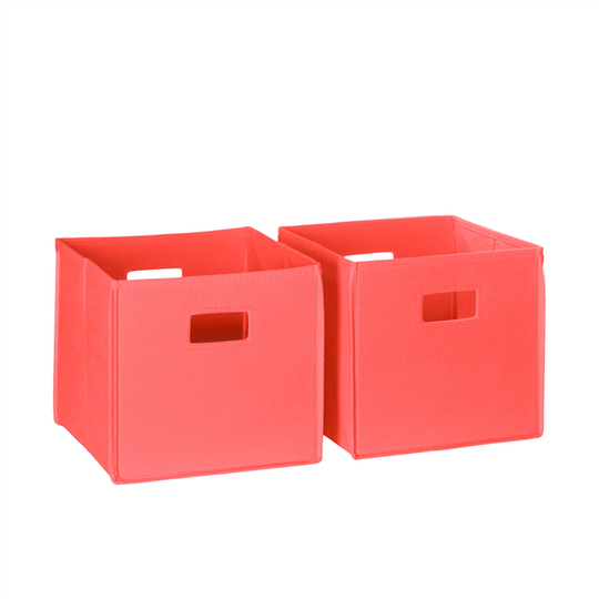 RiverRidge Home Folding Storage Bins - Fabric - 10.5-in x 10-in x 10.5-in - Coral - 2-Pack