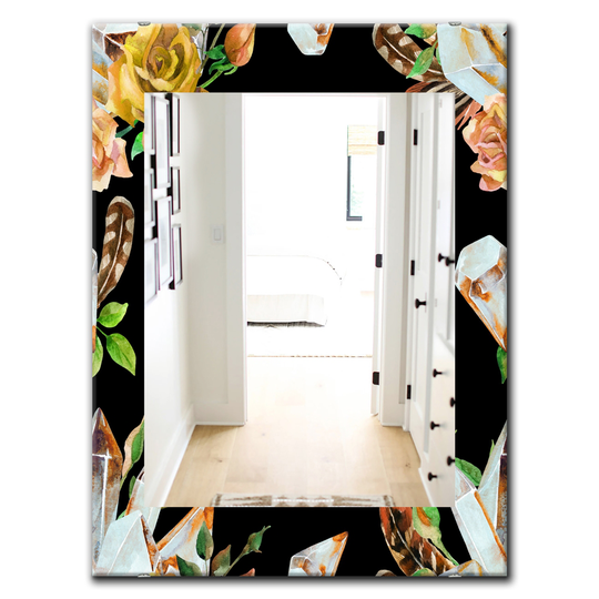 Designart Canada 35.4-in L x 23.6-in W Rectangle Obsidian Bloom Polished Wall Mirror