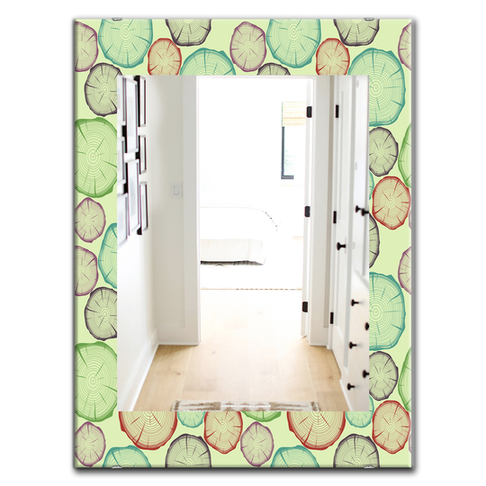 Designart 35.4-in x 23.6-in Green Pattern with Tree Rings Bohemian and Eclectic Mirror