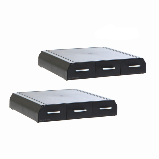 Mind Reader 12.87-in Black Traditional Adjustable Monitor Stand with 3-Drawer - 2-Pack