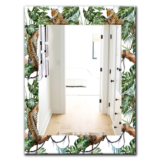 Designart Canada 35.4-in L x 23.6-in W Rectangle Tropical Mood Foliage Polished Wall Mirror