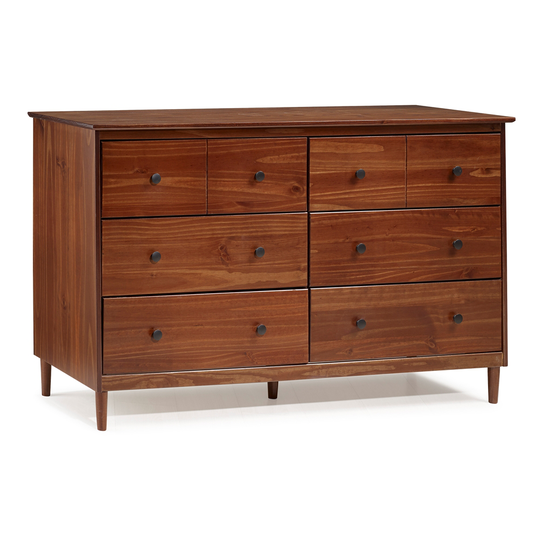 Walker Edison Walnut Pine 6-drawer Dresser