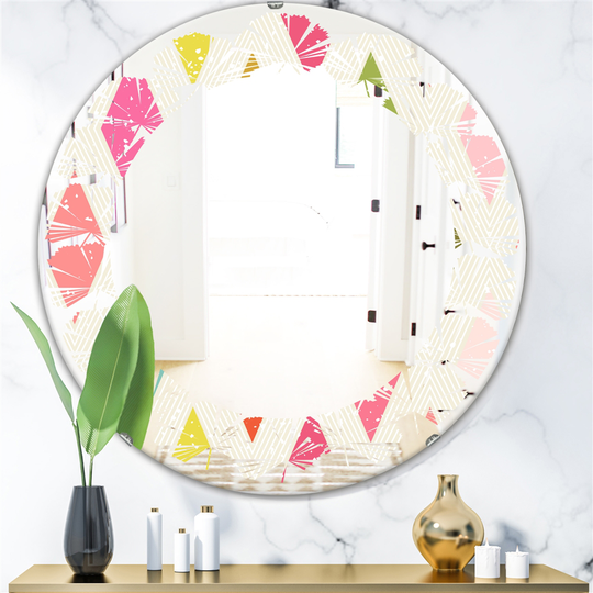 Designart Diamond Retro III Round 24-in L x 24-in W Polished Modern Wall Mounted Mirror