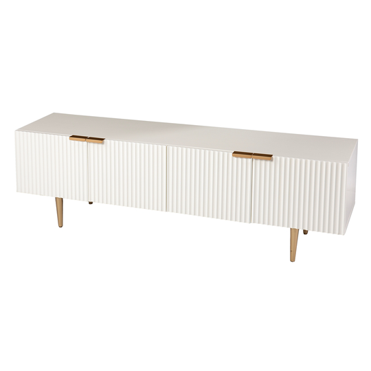 Southern Enterprises Mesu White and Gold Contemporary/modern Engineered Wood Media Cabinet