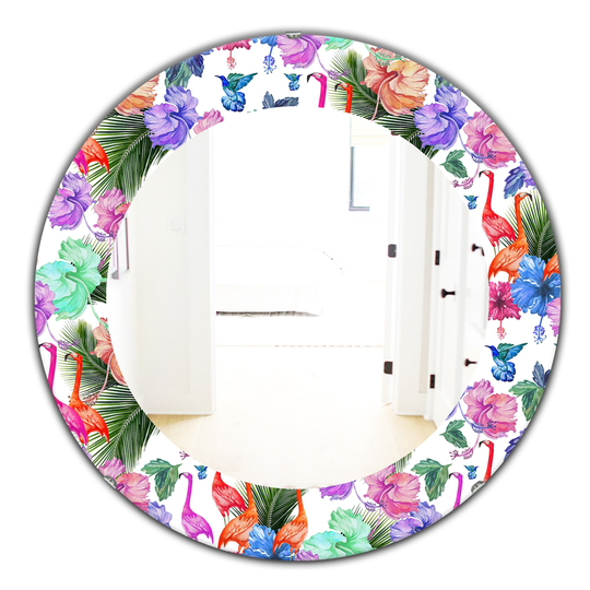 Designart 24-in x 24-in Purple Flamingo Bohemian and Eclectic Mirror