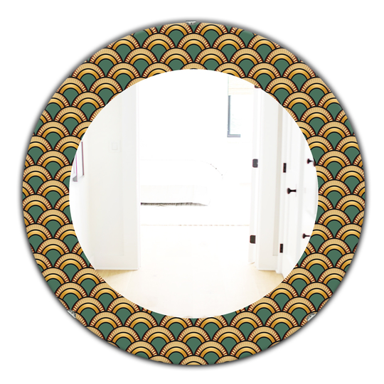 Designart 24-in x 24-in Yellow/Gold Art Deco Pattern Bohemian and Eclectic Mirror