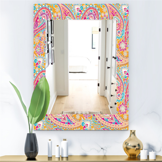 Designart 35.4-in x 23.6-in Pink Feathers Bohemian and Eclectic Mirror