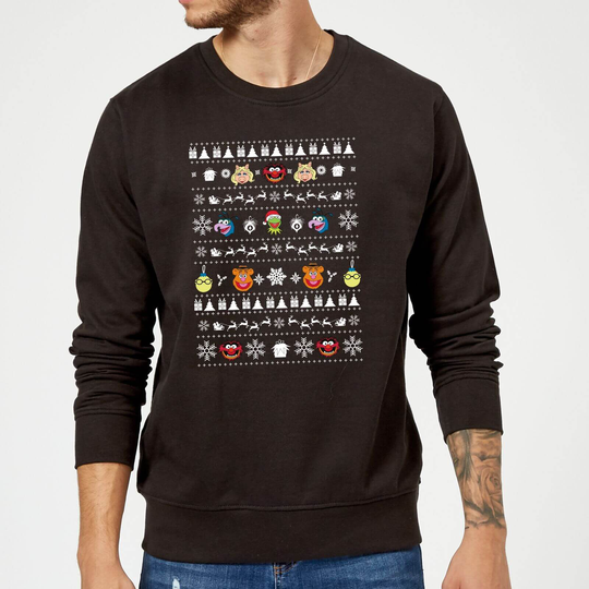 Disney The Muppets Muppets Christmas Heads Black Christmas Jumper - M