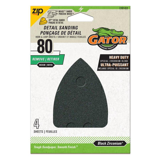 Gator 4-Pack 80-Grit 4-3/4-in W x 9-1/2-in L Detail Sanding Sandpaper