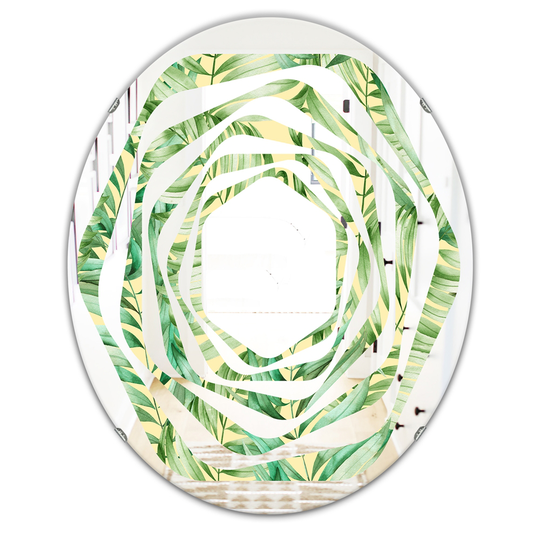 Designart Canada 31.5-in L x 23.7-in W Oval Tropical Retro Foliage Polished Wall Mirror