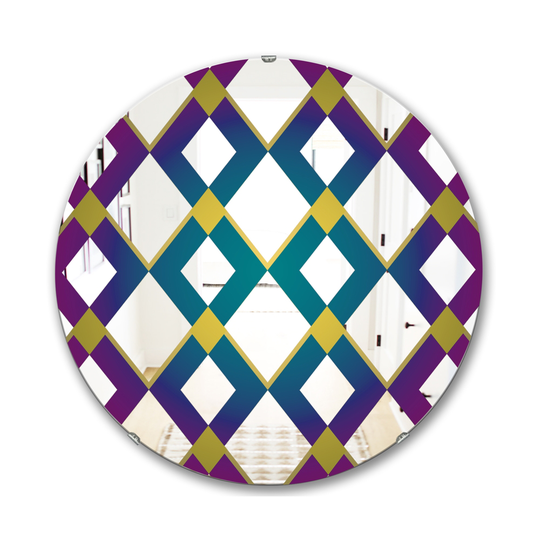 Designart Canada 24-in L x 24-in W Round Purple Diamonds Polished Wall Mirror