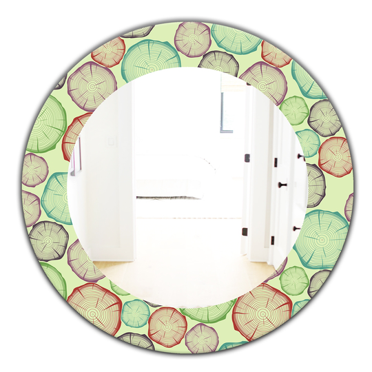 Designart 24-in x 24-in Green Pattern with Tree Rings Bohemian and Eclectic Mirror