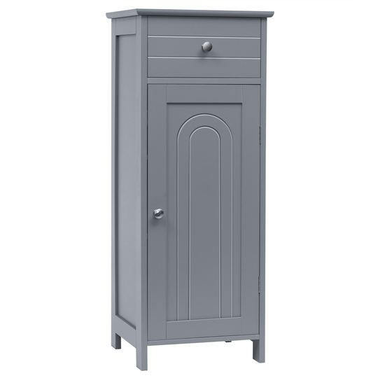 Costway 12-in x 32.5-in x 14-in Grey MDF Freestanding Corner Linen Cabinet