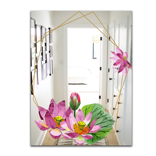 Designart Efflorescent Gold Simple 12 Rectangular 35.4-in L x 23.6-in W Polished Country Wall Mounted Mirror