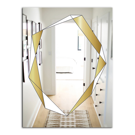Designart Capital Gold Essential 10 Rectangular 35.4-in L x 23.6-in W Polished Glam Wall Mounted Mirror